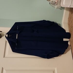 Alyx blue semi sheer collared button down sz L